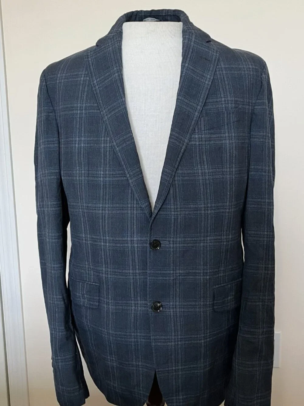Ted Baker Mens 42 L Blue Plaid Wool Sport Coat Endurance